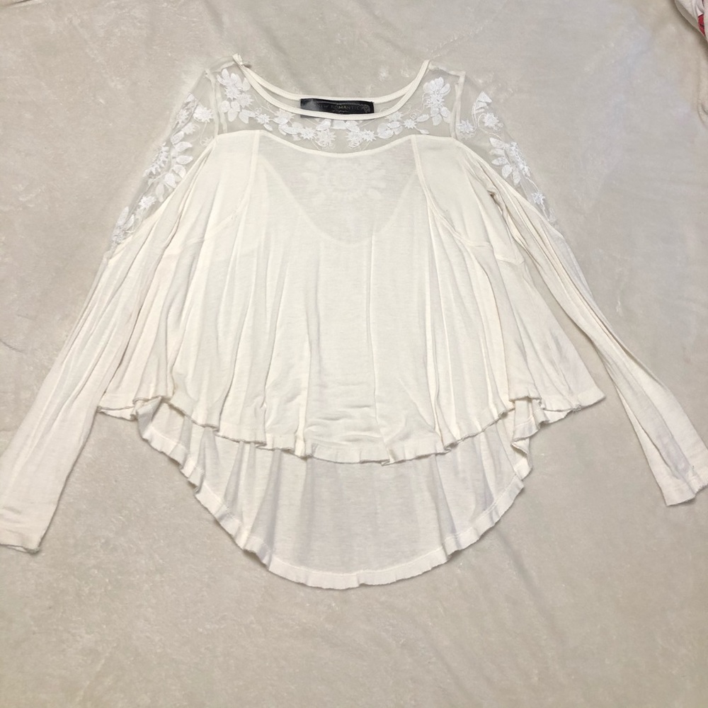free people white long sleeve shirt with lace